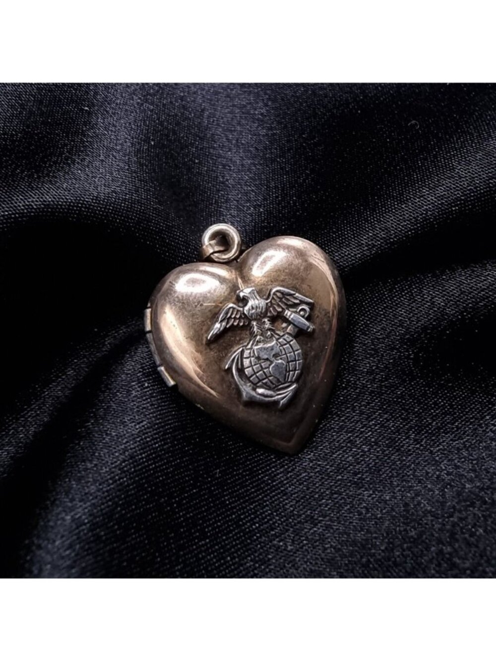 Vintage Heart-Shaped US Marine Corps Locket Pendant